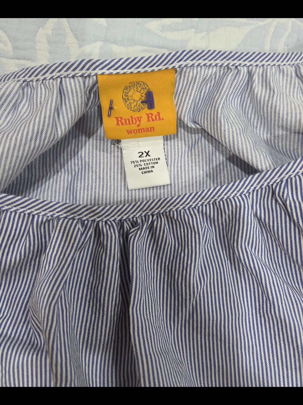 Ruby Rd. Woman Striped Blue & White Blouse - 2X